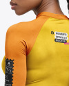 Woman Wearing a Long Sleeve Crop Top and Leggings Mockup