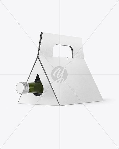 Triangular Corrugated Box with Wine Bottle Mockup