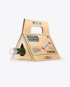 Triangular Corrugated Box with Wine Bottle Mockup