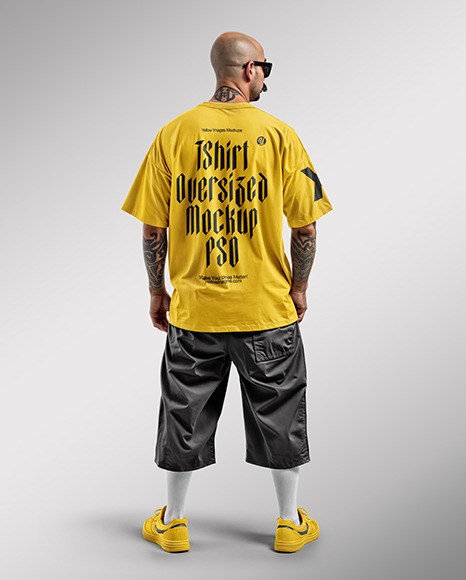 Bald Latino Man in Wearing a T-Shirt and Breeches Mockup