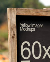 Boy Standing Next to Wooden Framed Sign at Pumpkin Patch Mockup