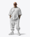 Latino Man With Mustache Wearing a T-Shirt and Pants Mockup