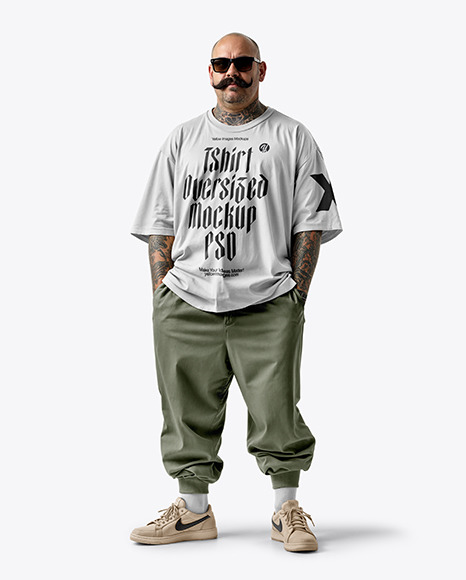 Latino Man With Mustache Wearing a T-Shirt and Pants Mockup - Crop tee mockup