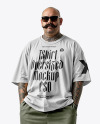 Latino Man With Mustache Wearing a T-Shirt and Pants Mockup