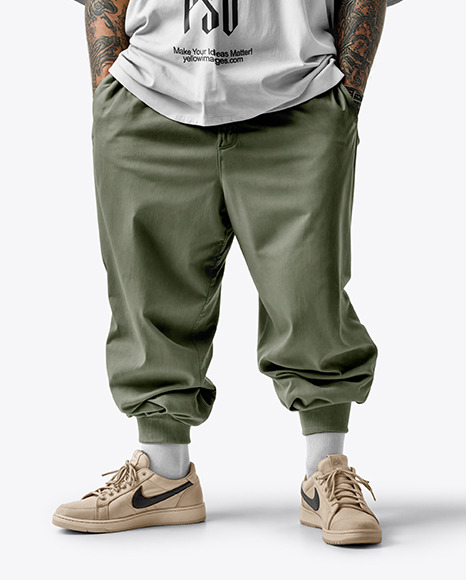 Latino Man With Mustache Wearing a T-Shirt and Pants Mockup