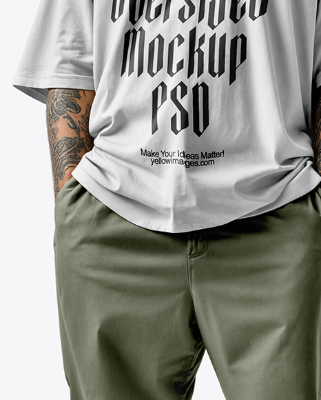 Latino Man With Mustache Wearing a T-Shirt and Pants Mockup