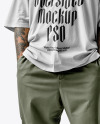 Latino Man With Mustache Wearing a T-Shirt and Pants Mockup