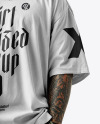 Latino Man With Mustache Wearing a T-Shirt and Pants Mockup