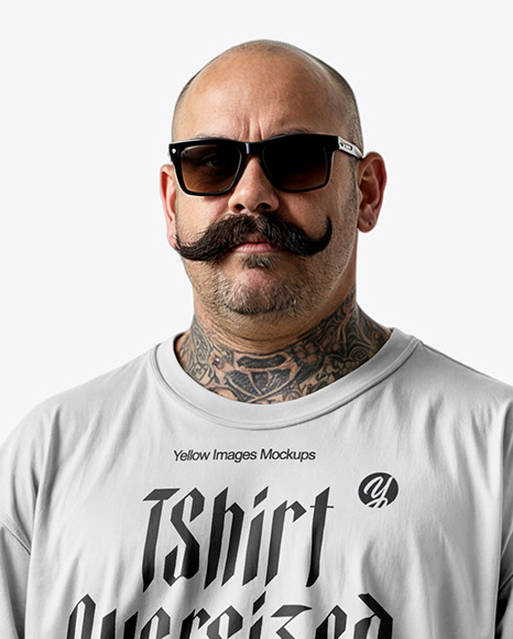 Latino Man With Mustache Wearing a T-Shirt and Pants Mockup