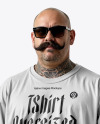 Latino Man With Mustache Wearing a T-Shirt and Pants Mockup