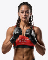 Female UFC Fighter with Pigtails Wearing Sports Bra and Shorts Mockup