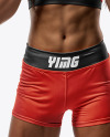 Female UFC Fighter with Pigtails Wearing Sports Bra and Shorts Mockup