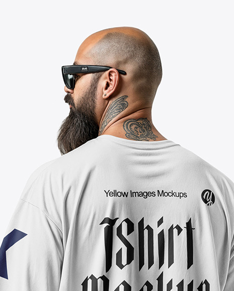 Latino Man with Beard Wearing an Oversize T-Shirt and Pants Mockup