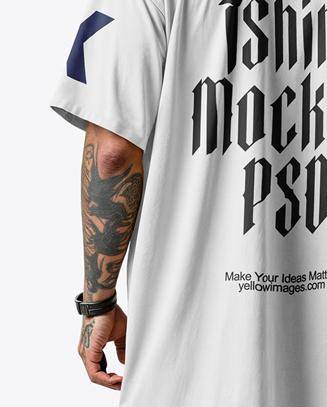 Latino Man with Beard Wearing an Oversize T-Shirt and Pants Mockup