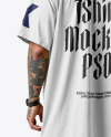Latino Man with Beard Wearing an Oversize T-Shirt and Pants Mockup