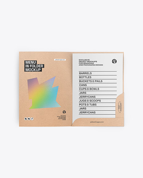 Kraft Paper Folder with Menu Card Mockup