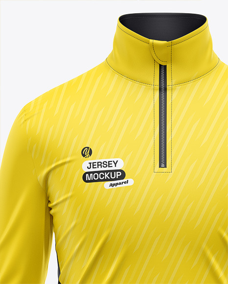 Zipper High Neck Long Sleeve Jersey Mockup