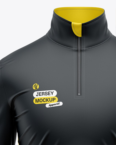 Zipper High Neck Long Sleeve Jersey Mockup