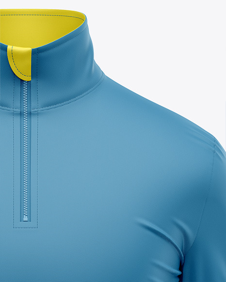 Zipper High Neck Long Sleeve Jersey Mockup