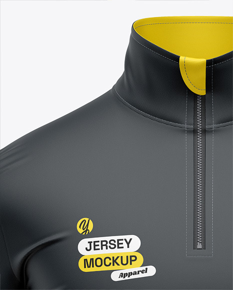 Zipper High Neck Long Sleeve Jersey Mockup