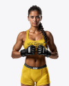 Female UFC Fighter with Braid Wearing Sports Bra and Short Mockup