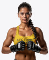 Female UFC Fighter with Braid Wearing Sports Bra and Short Mockup
