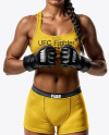 Female UFC Fighter with Braid Wearing Sports Bra and Short Mockup