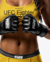 Female UFC Fighter with Braid Wearing Sports Bra and Short Mockup