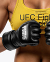 Female UFC Fighter with Braid Wearing Sports Bra and Short Mockup