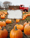 Wooden Sign at Pumpkin Patch Mockup