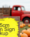 Wooden Sign at Pumpkin Patch Mockup