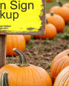 Wooden Sign at Pumpkin Patch Mockup