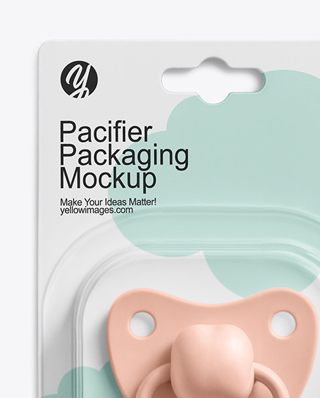 Silicone Pacifier in Blister Packaging Mockup