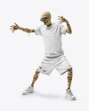 Undead Mummy in Sunglasses Wearing T-shirt and Baggy Shorts Mockup