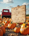 Wooden Sign at Pumpkin Patch Mockup