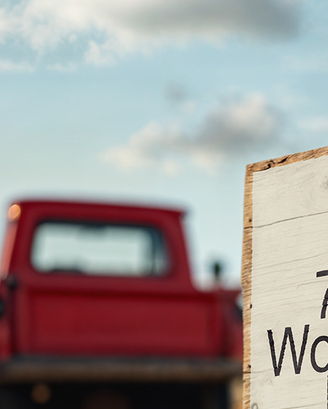Wooden Sign at Pumpkin Patch Mockup