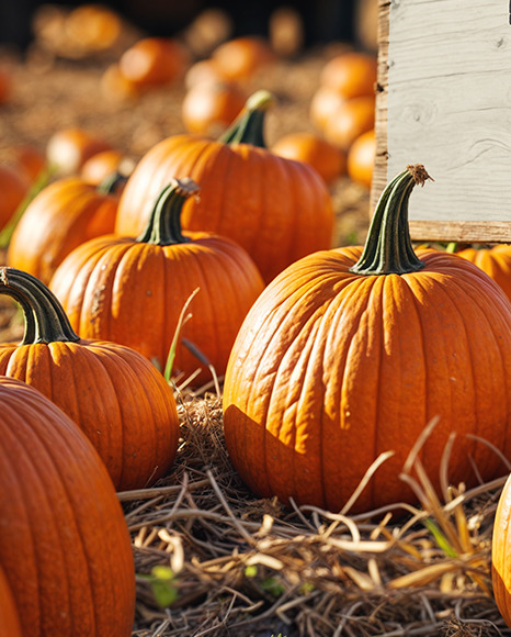 Wooden Sign at Pumpkin Patch Mockup