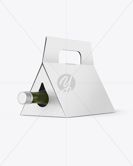 Triangular Kraft Box with Wine Bottle Mockup