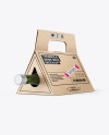 Triangular Kraft Box with Wine Bottle Mockup
