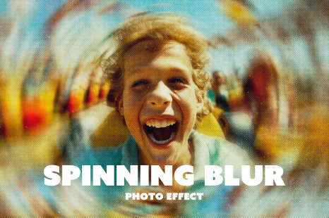 Halftone Spinning Blur Photo Effect - Speed