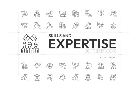 Skills and Expertise Icons - Linear vectors