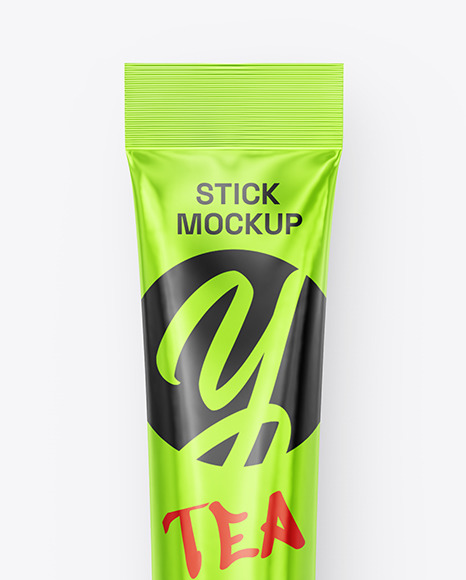 Glossy Metallic Tea Stick Sachet Mockup