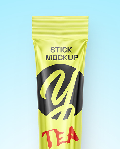 Glossy Metallic Tea Stick Sachet Mockup