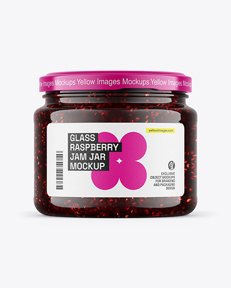 Raspberry Jam Jar Mockup - Product package mockup