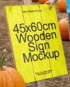 Boy Standing Next to Sign at Pumpkin Patch Mockup