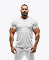Bodybuilder Wearing a Tight Fit T-Shirt and Pants Mockup