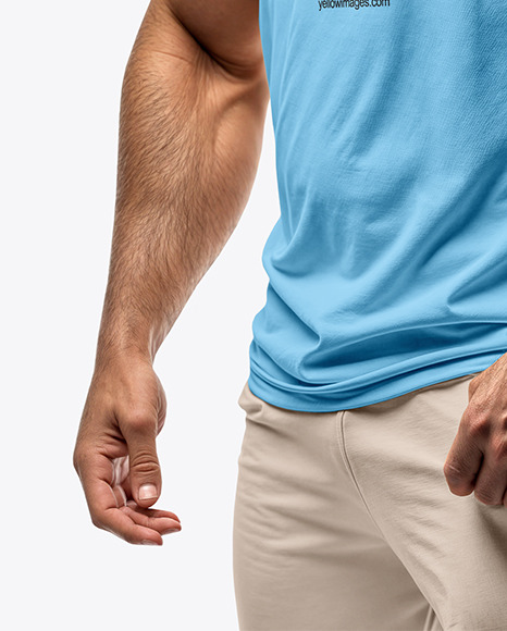Bodybuilder Wearing a Tight-Fitting T-Shirt and Sweatpants Mockup