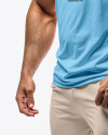 Bodybuilder Wearing a Tight-Fitting T-Shirt and Sweatpants Mockup