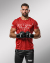 Male UFC Fighter Wearing Tight-Fit Jersey and Shorts Mockup