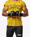 Male UFC Fighter Wearing Tight-Fit Jersey and Shorts Mockup
